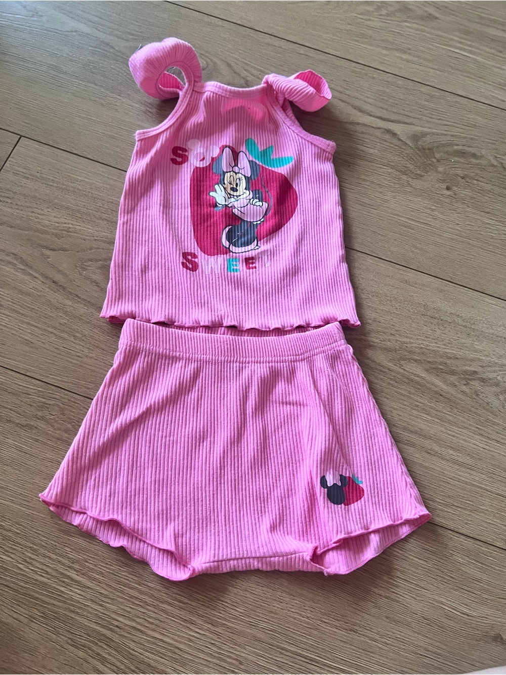 Minnie Mouse Pink Ribbed Kids Leggings Bottoms
